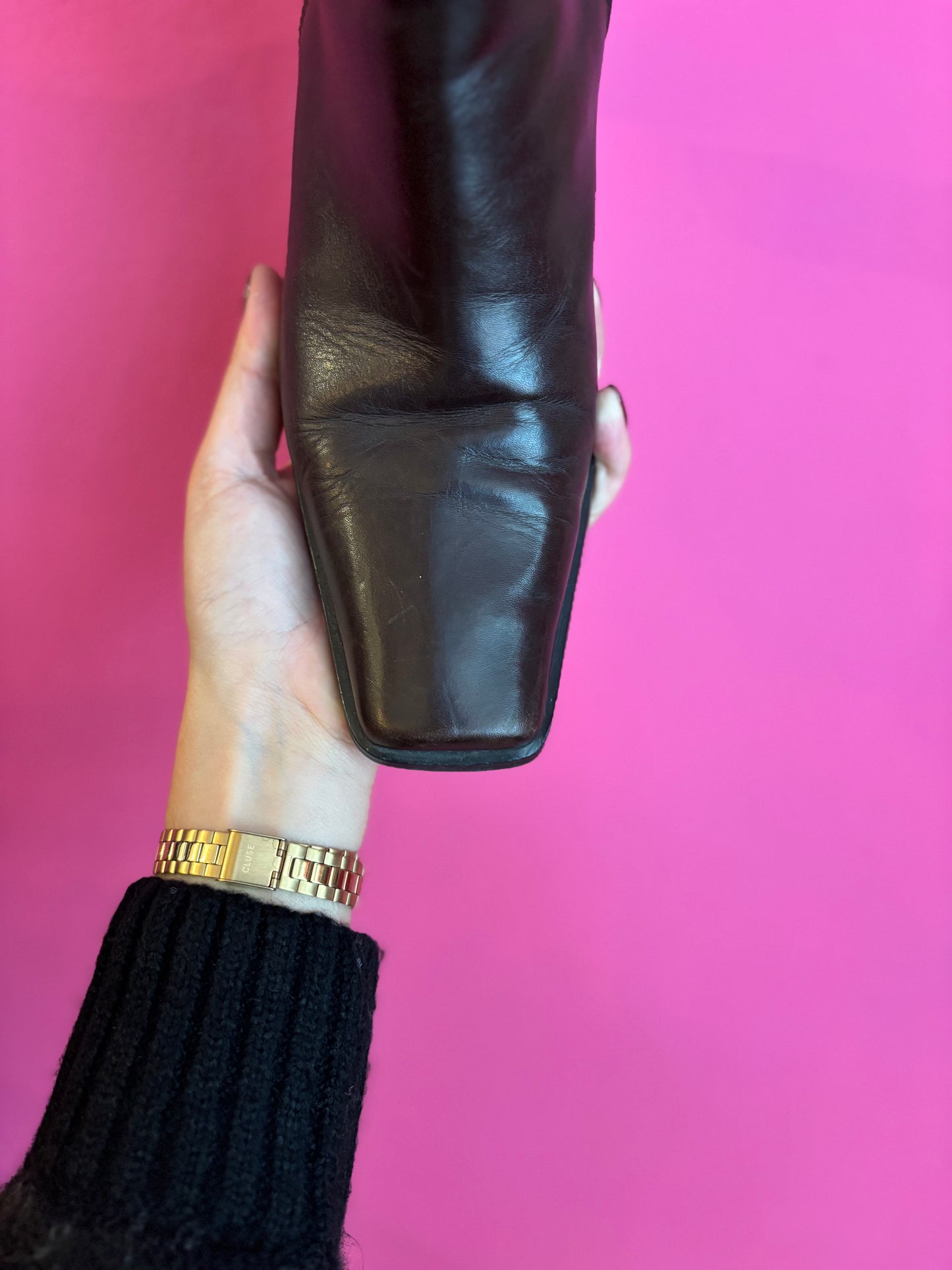 400-135 Leren laarzen donkerbruin maat 39.5