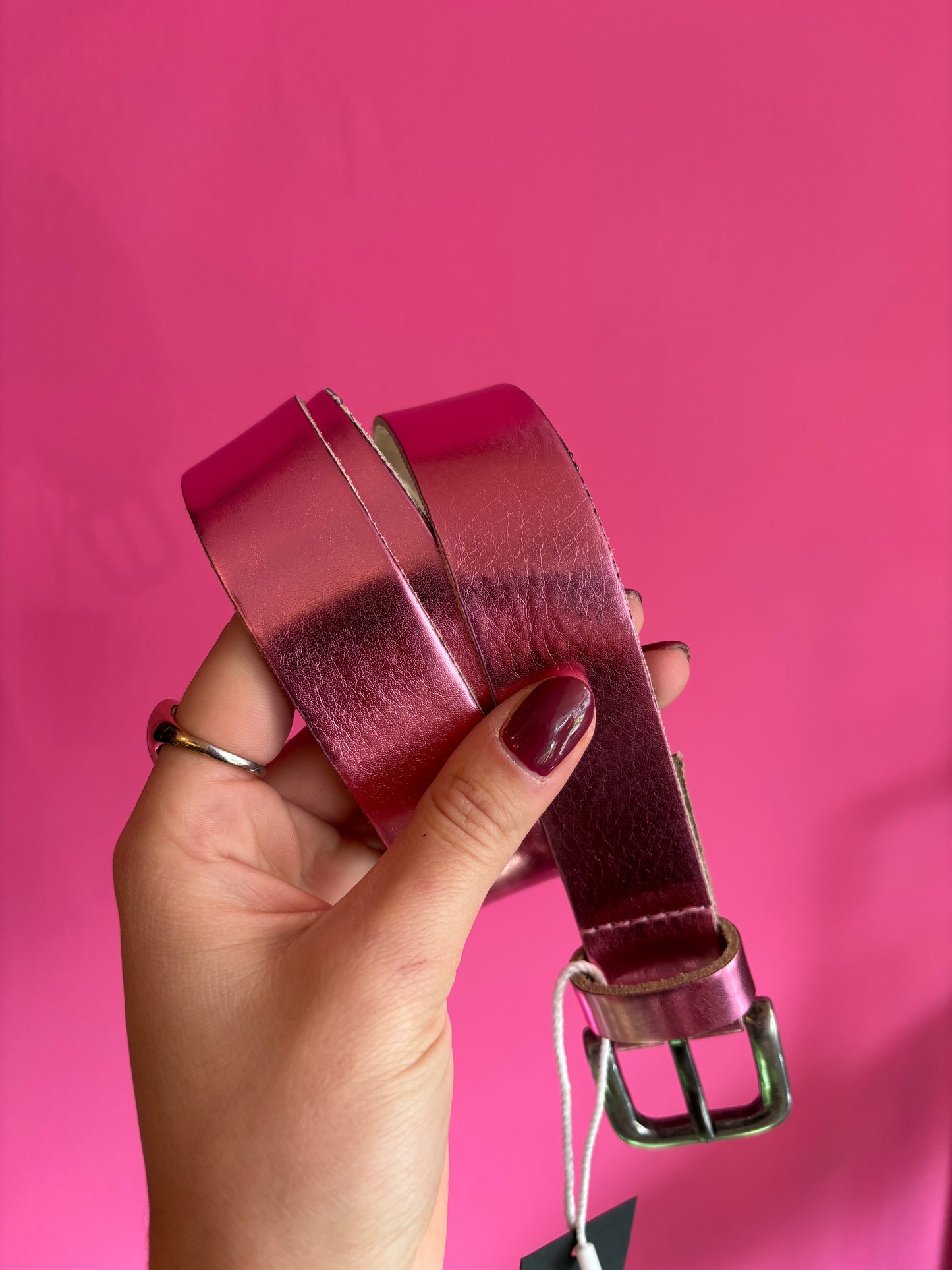 Joss belt pink real leather