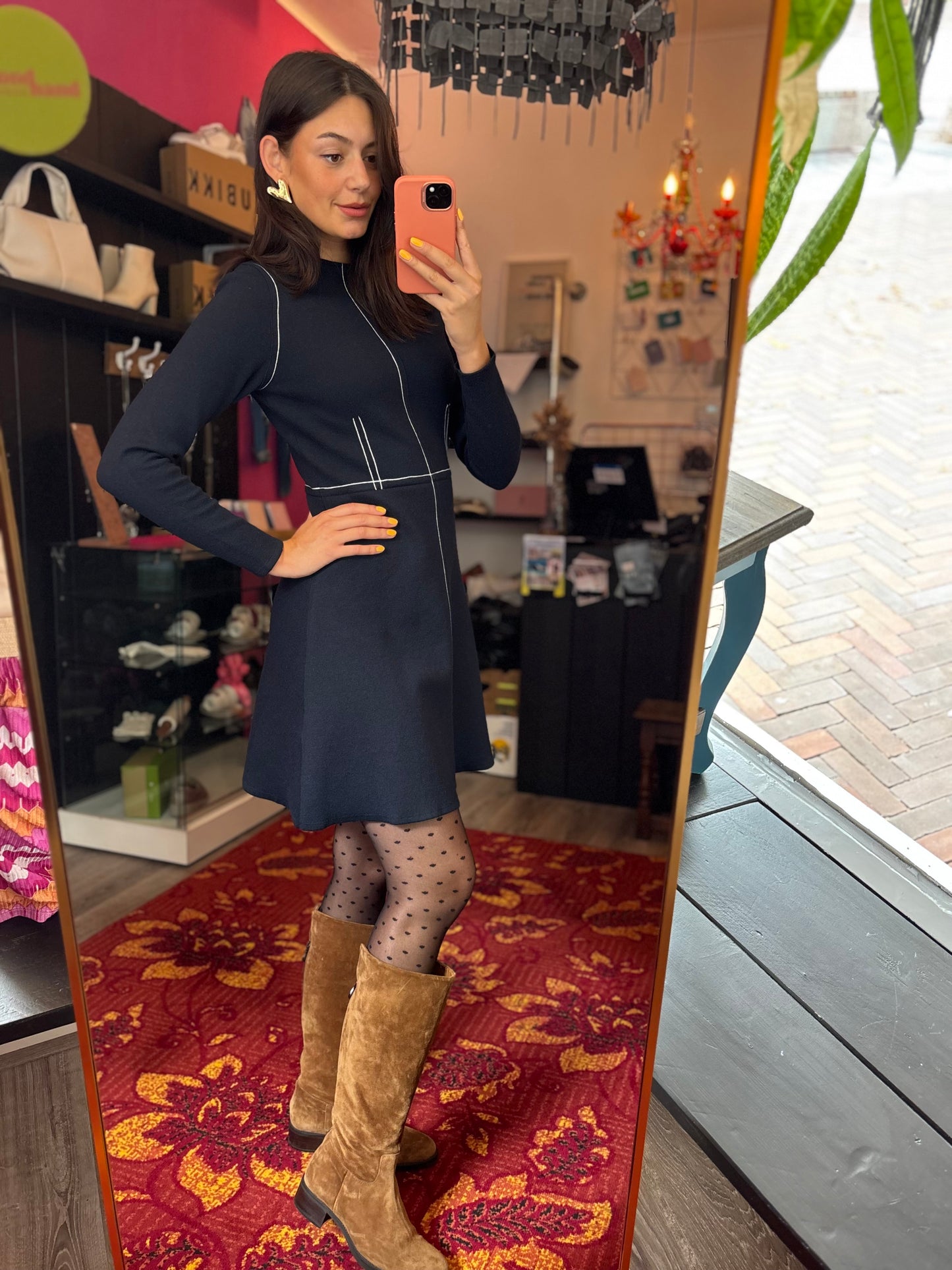 431-14 Sandro paris donkerblauw jurk maat S