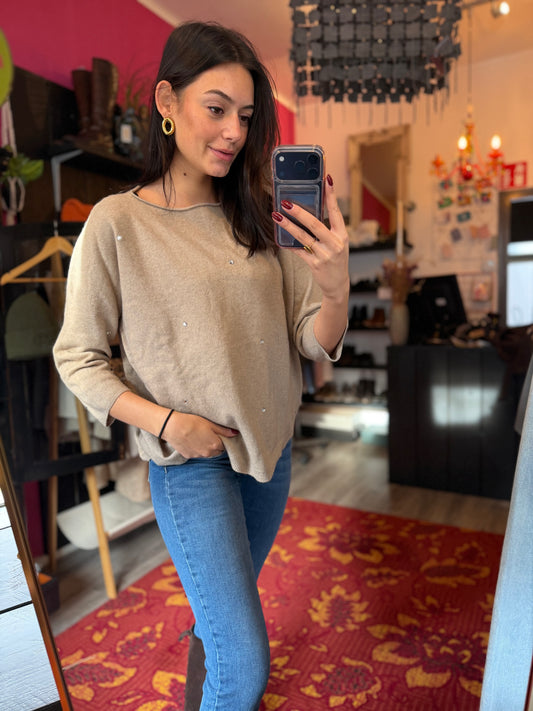 254-106 Trui taupe glitter maat 42