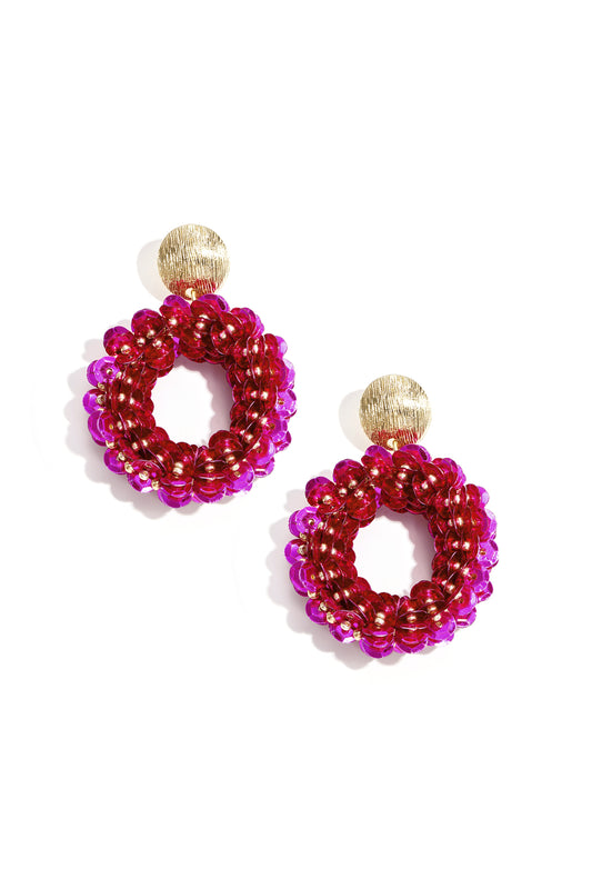 Round statement earrings with sequins