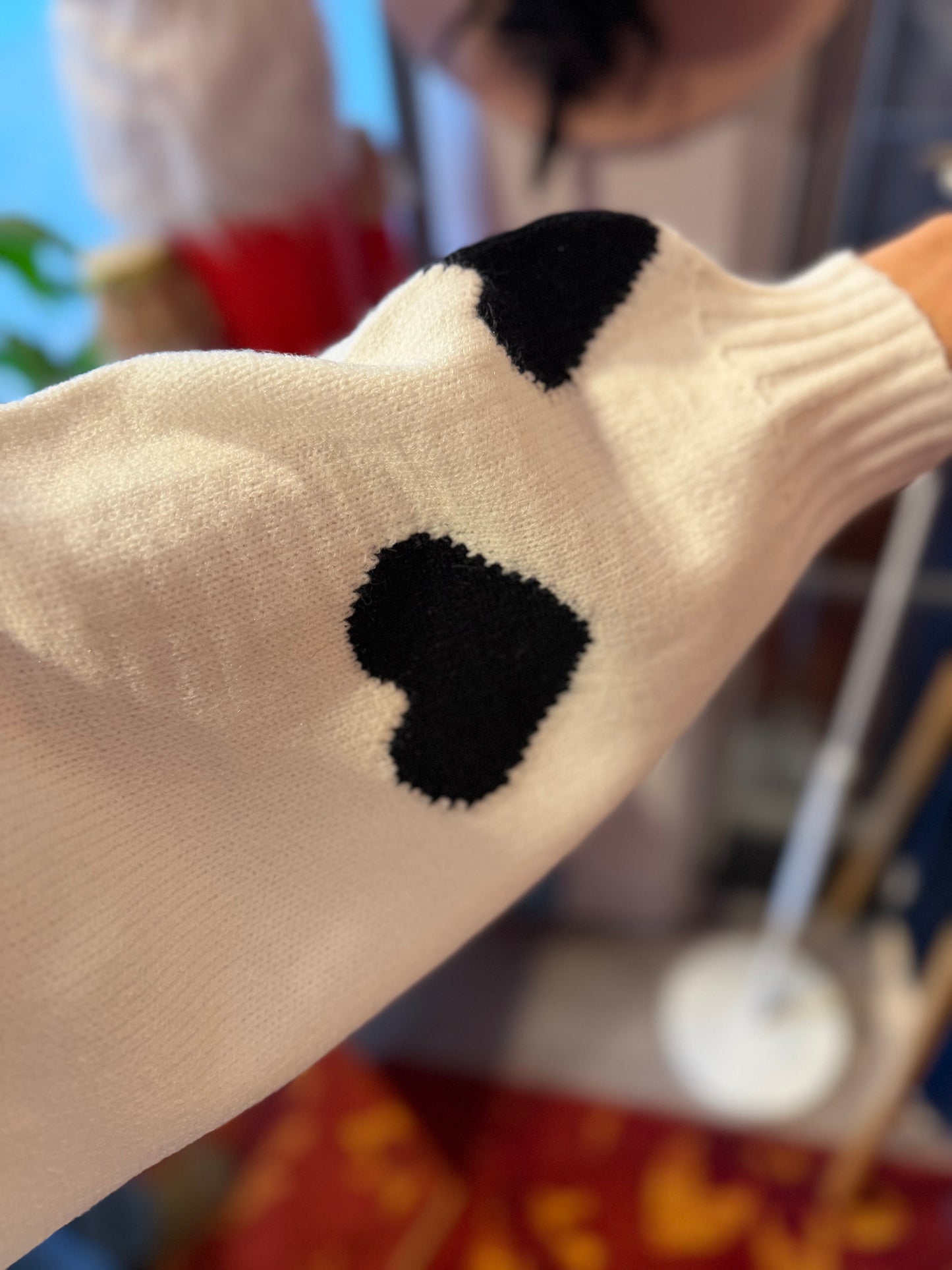 400-161 Witte hartjes trui maat S/M