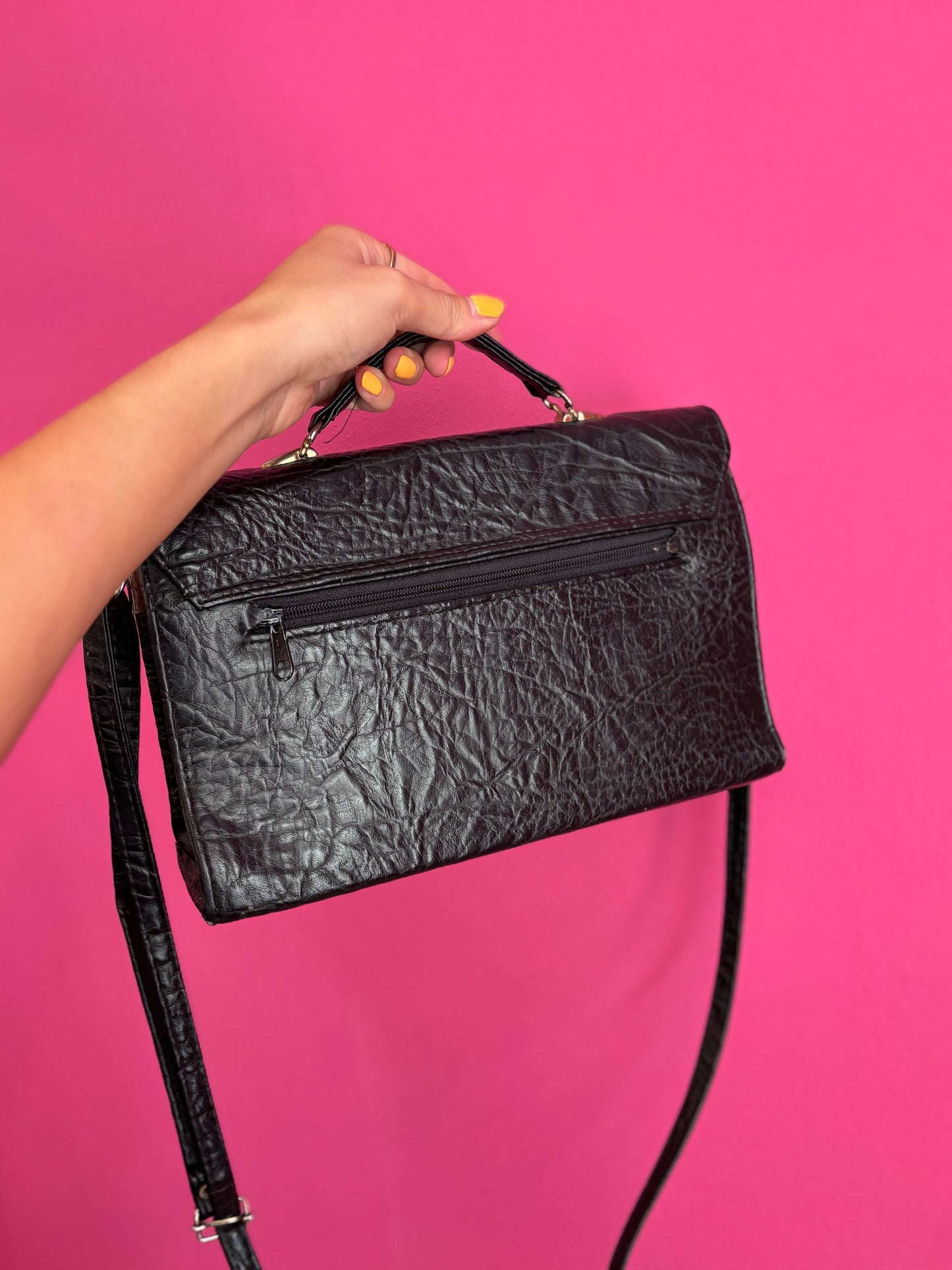 436-8 Leren zwarte tas