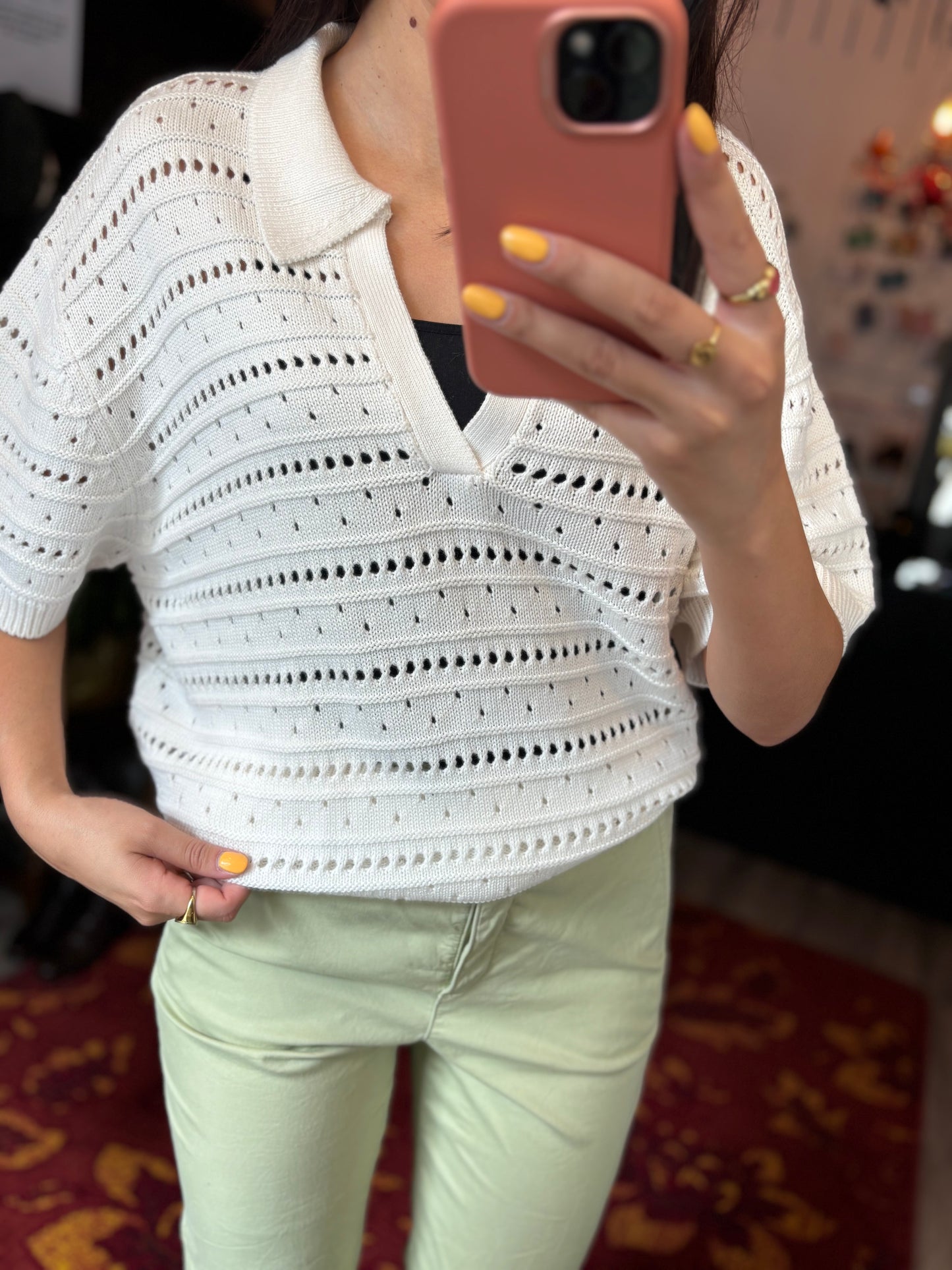 452-77 Kaffe sweater crocheted size XXL