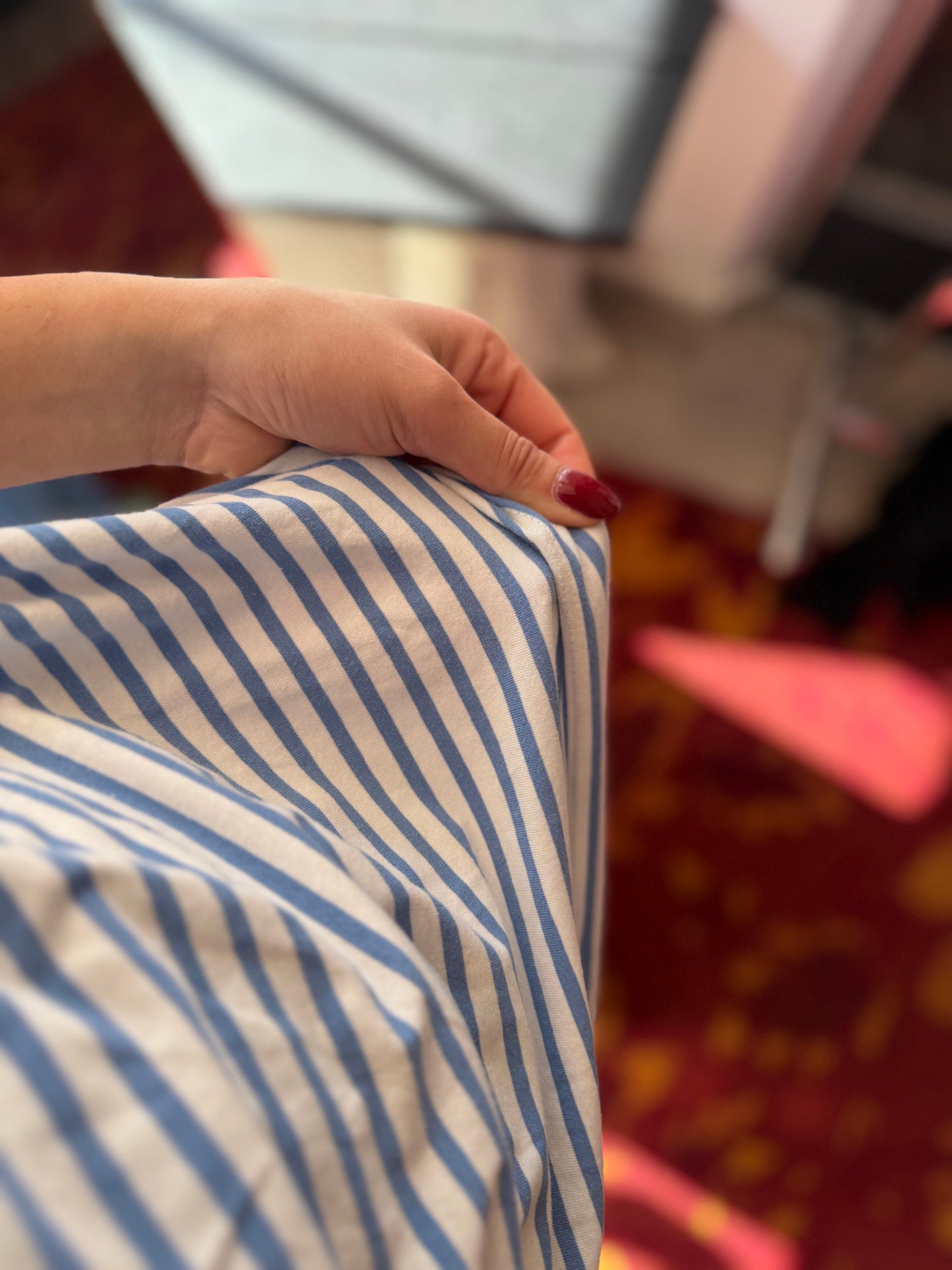 53-51 Streepjes top blauw maat L