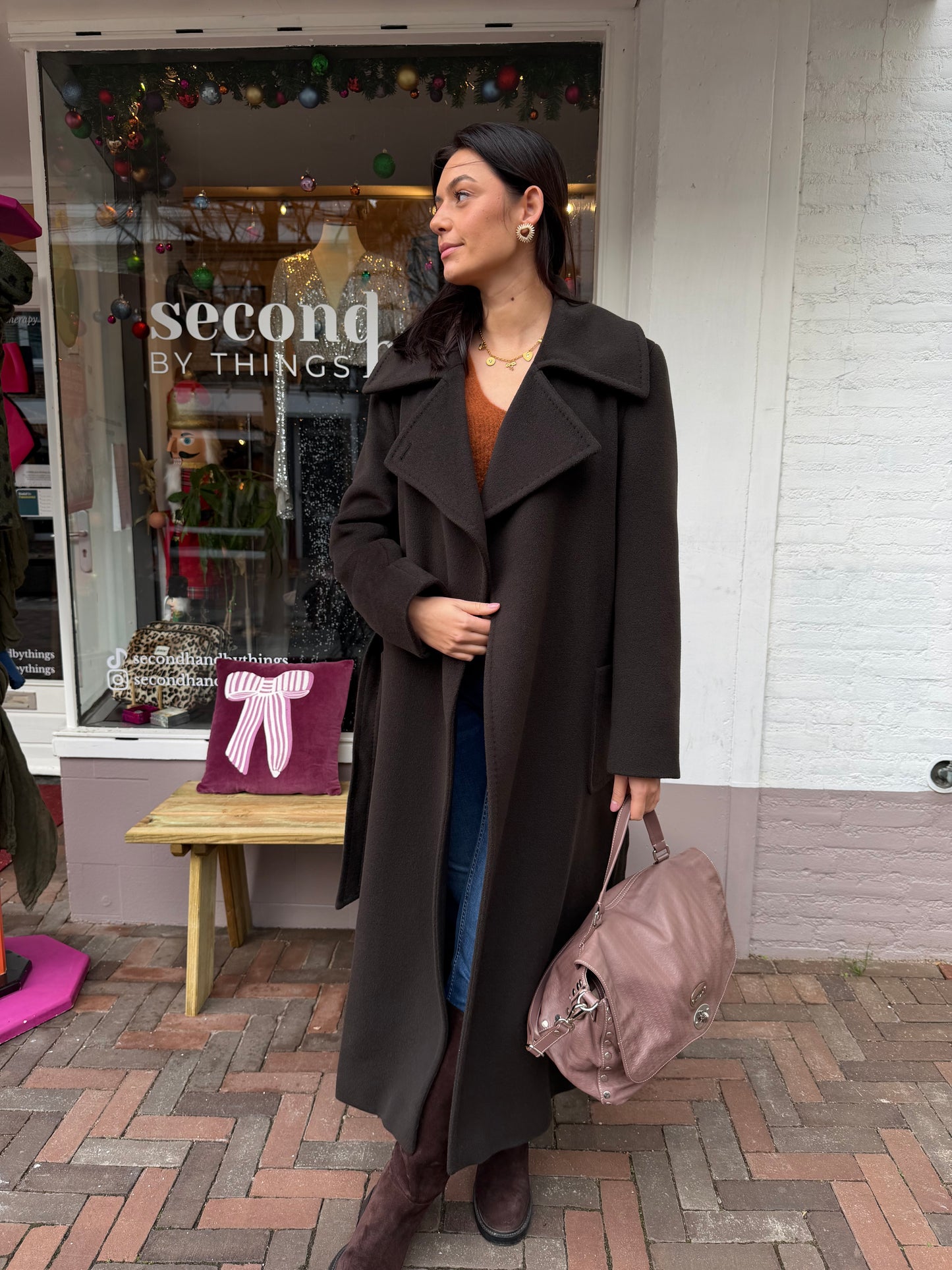 254-56 MaxMara coat donkerbruin maat 44