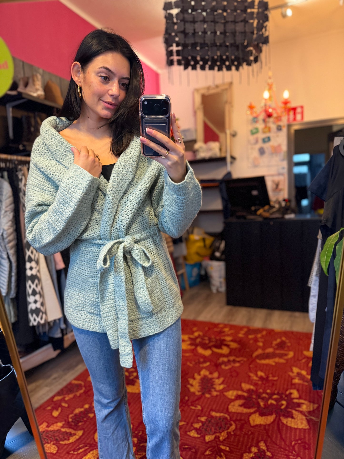 494-3 Overslagvest mint lamswol maat L/XL