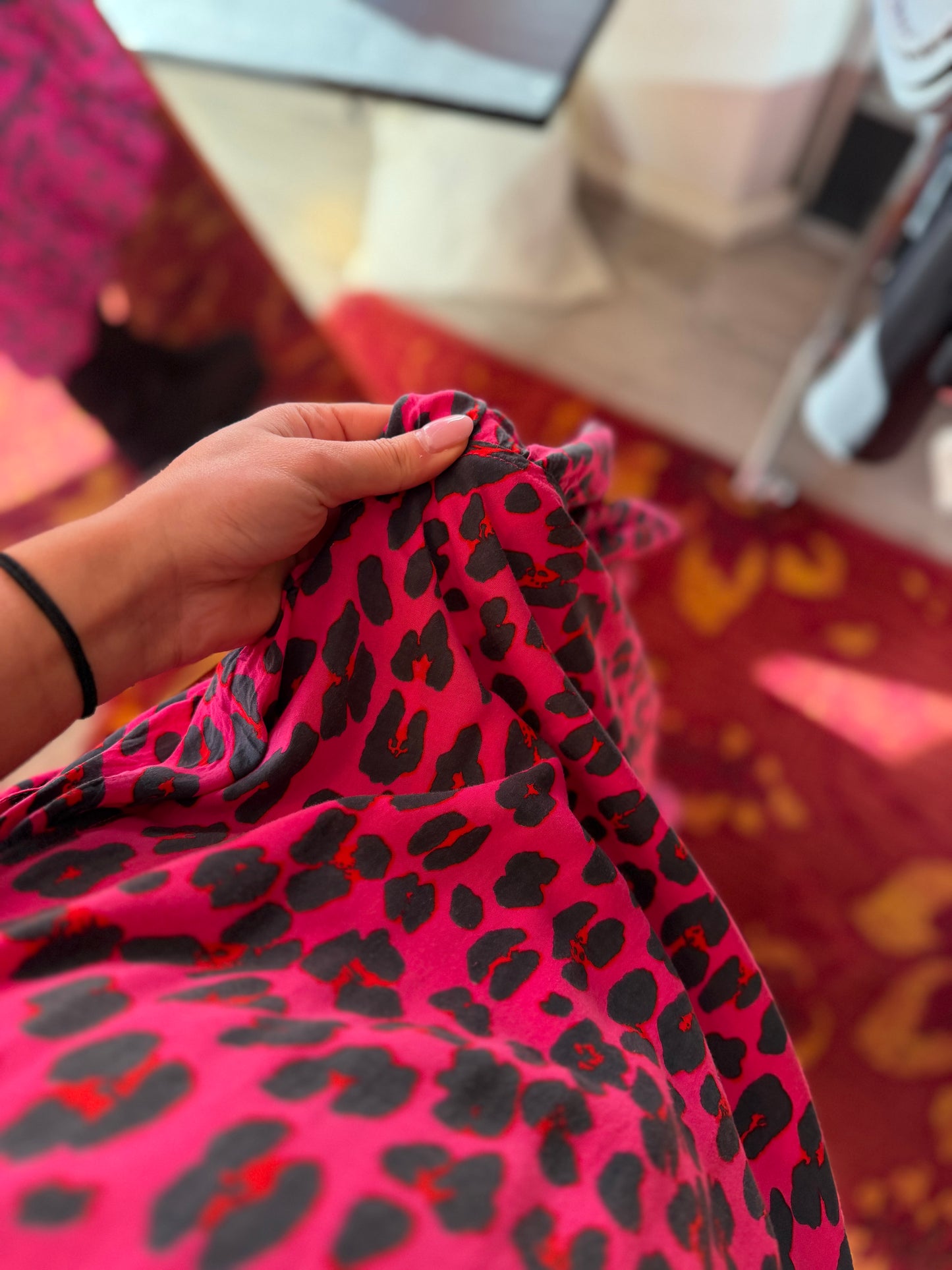 506-10 Panterprint jurk maat M/L