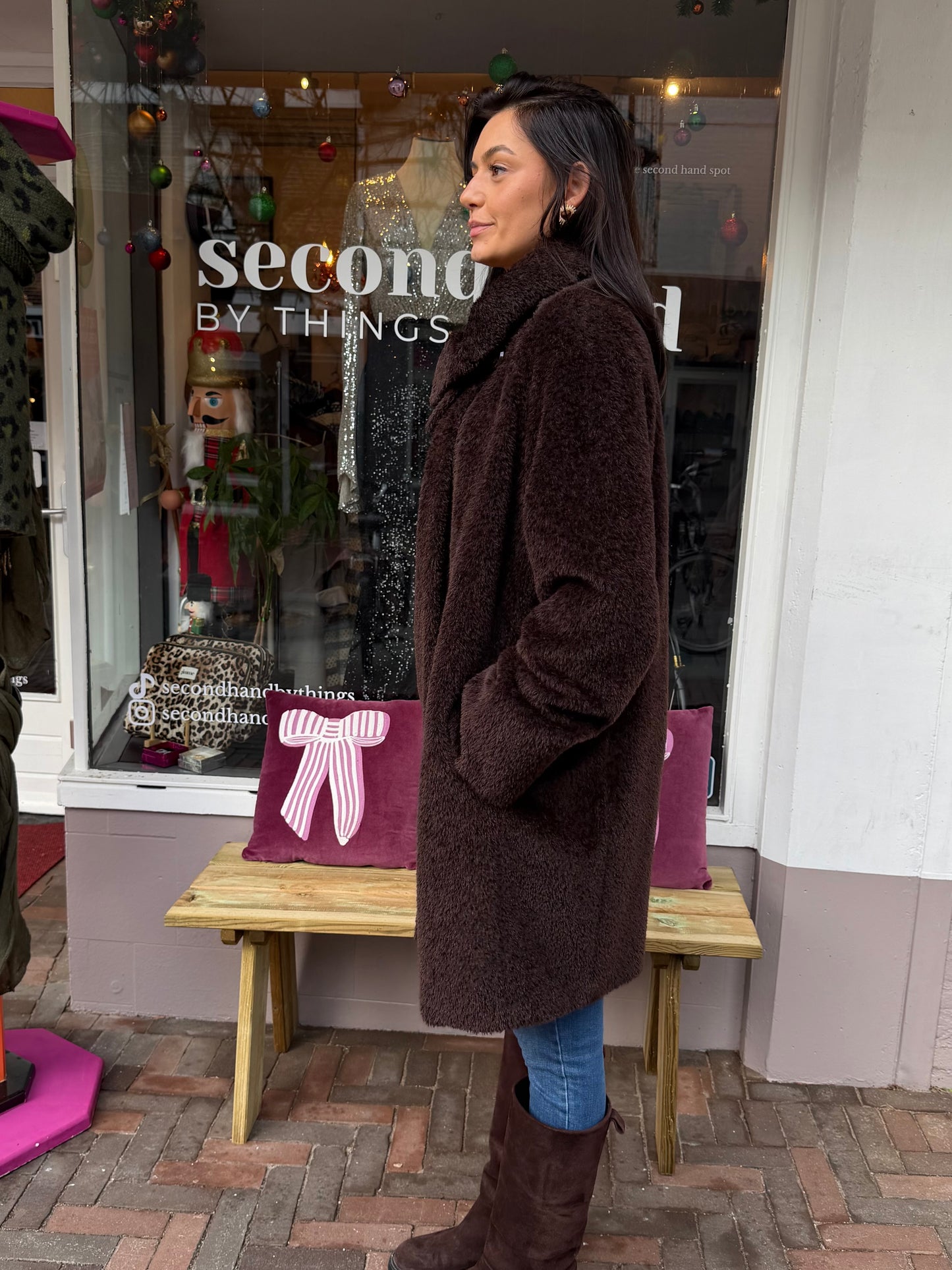 254-82 Max Mara Studio Alpaca Wool Blend Coat maat 42