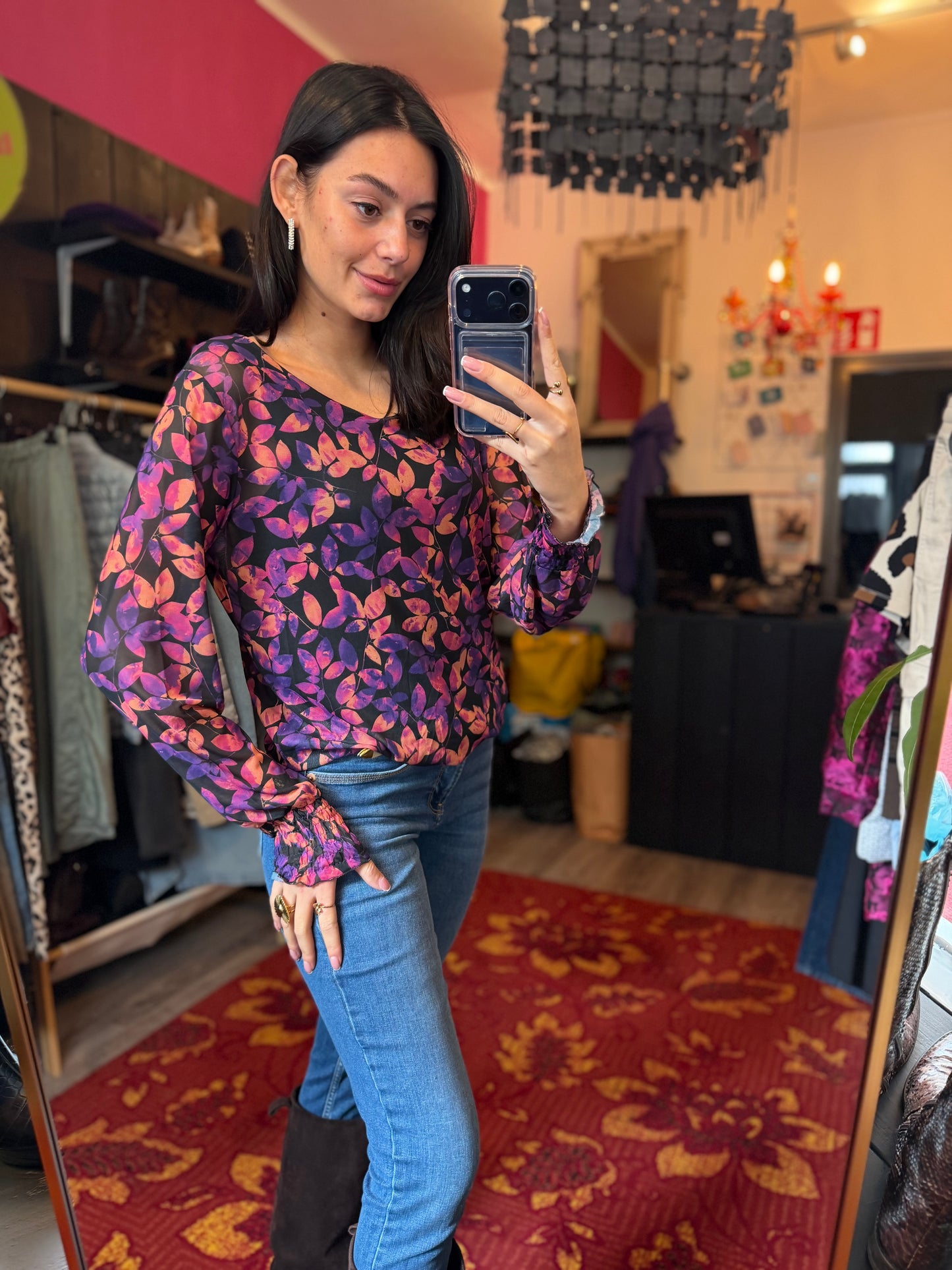 187-24 Flower mesh top maat L