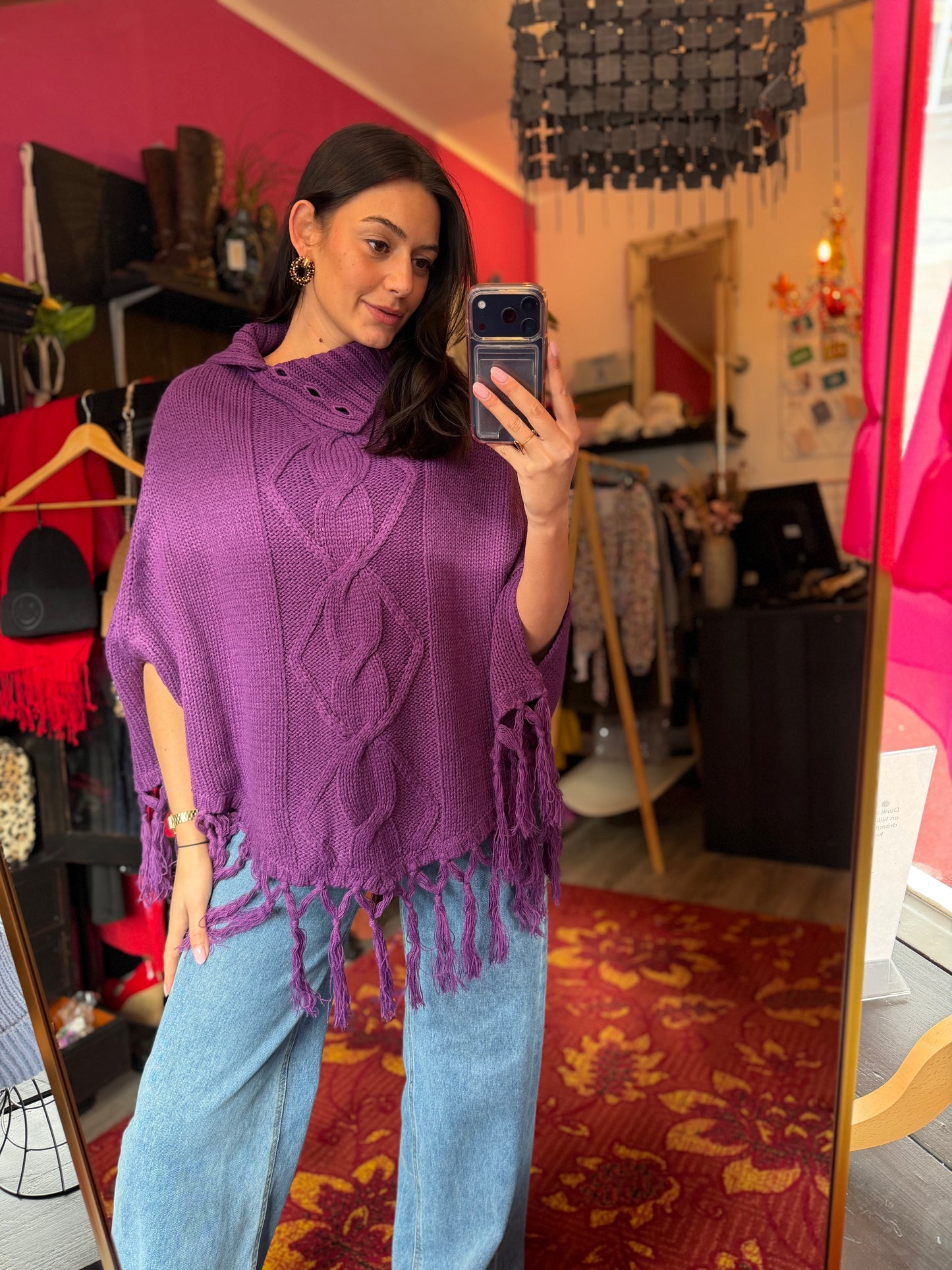 494-11 Poncho handgemaakt paars TU