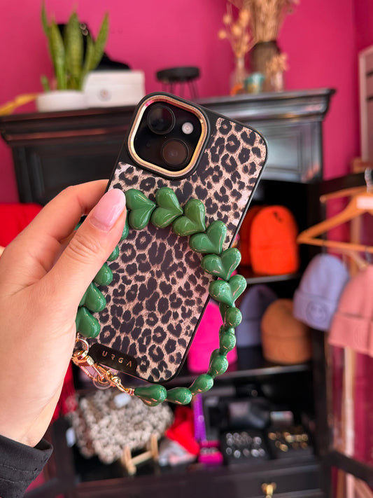 telefoonkoord hartjes groen