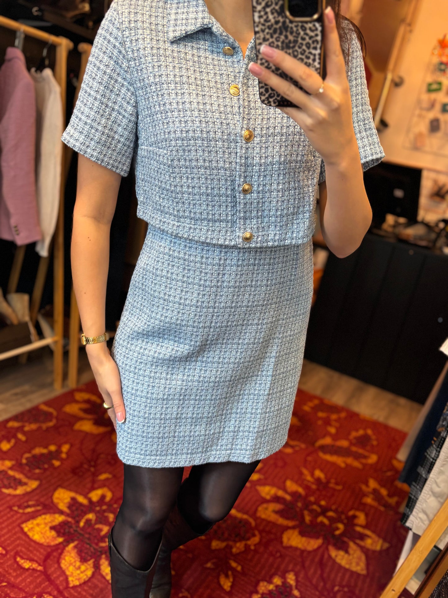 431-30 Reserved tweed jurk maat M