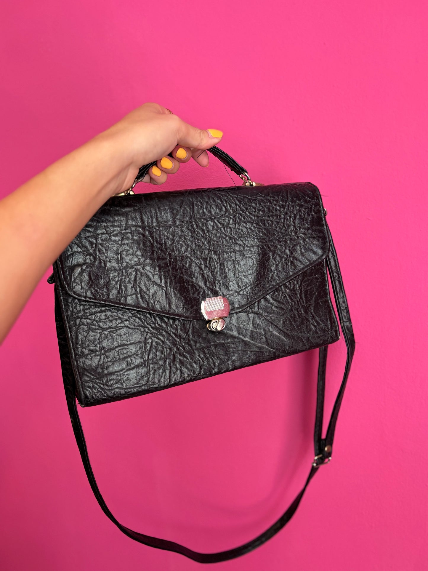 436-8 Leren zwarte tas