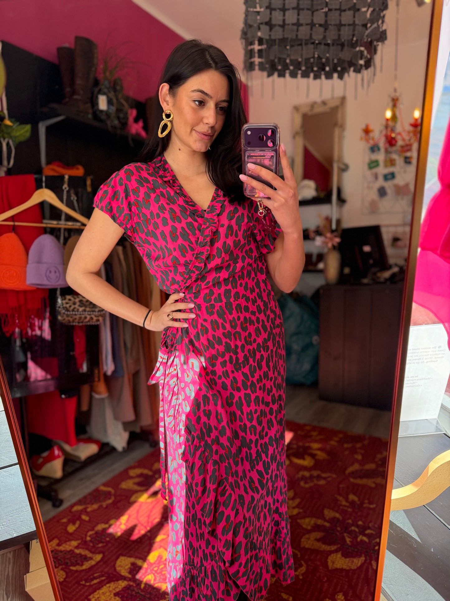 506-10 Panterprint jurk maat M/L