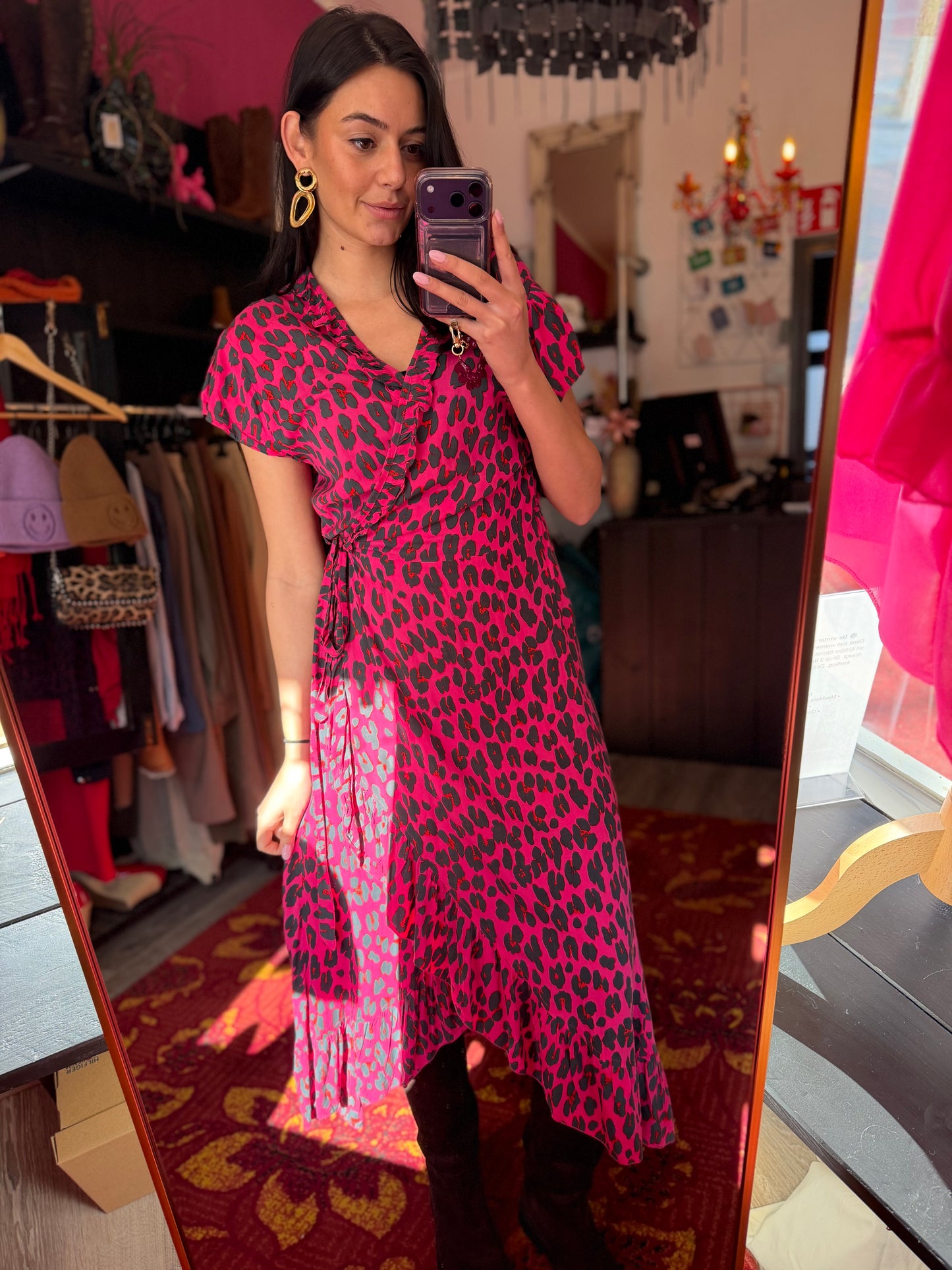 506-10 Panterprint jurk maat M/L