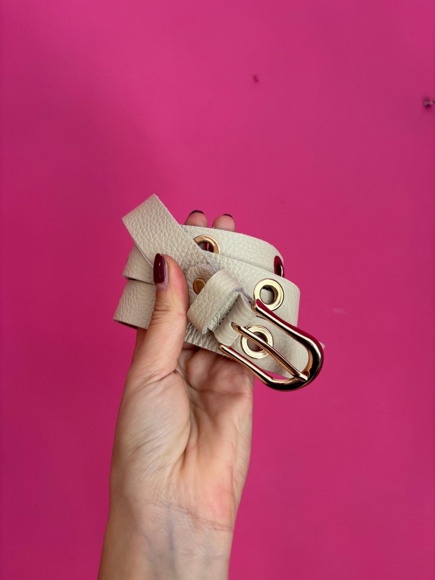 407-31 Leren riem beige one size