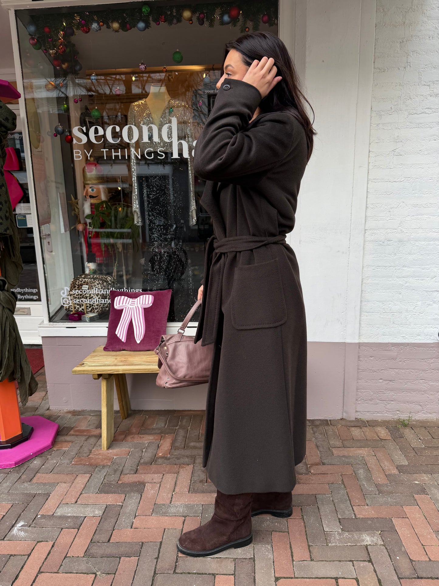 254-56 MaxMara coat donkerbruin maat 44