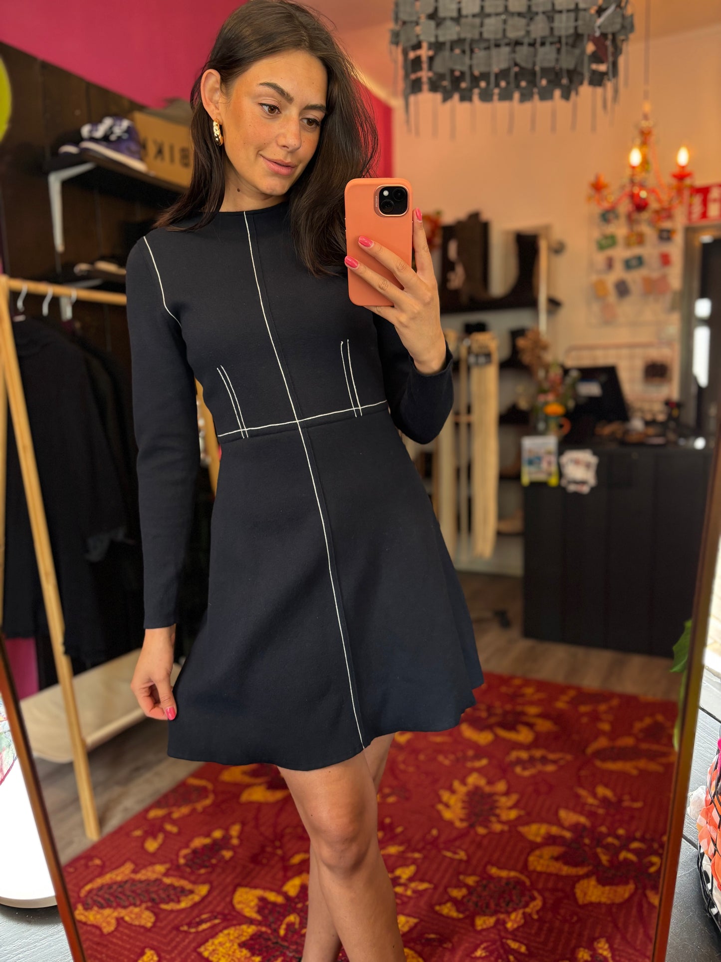 431-14 Sandro paris donkerblauw jurk maat S