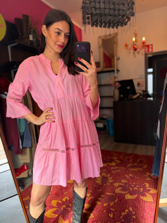 506-14 Roze jurk maat M