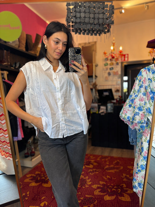 459- Fly out blouse katoen wit XL t/m 4XL