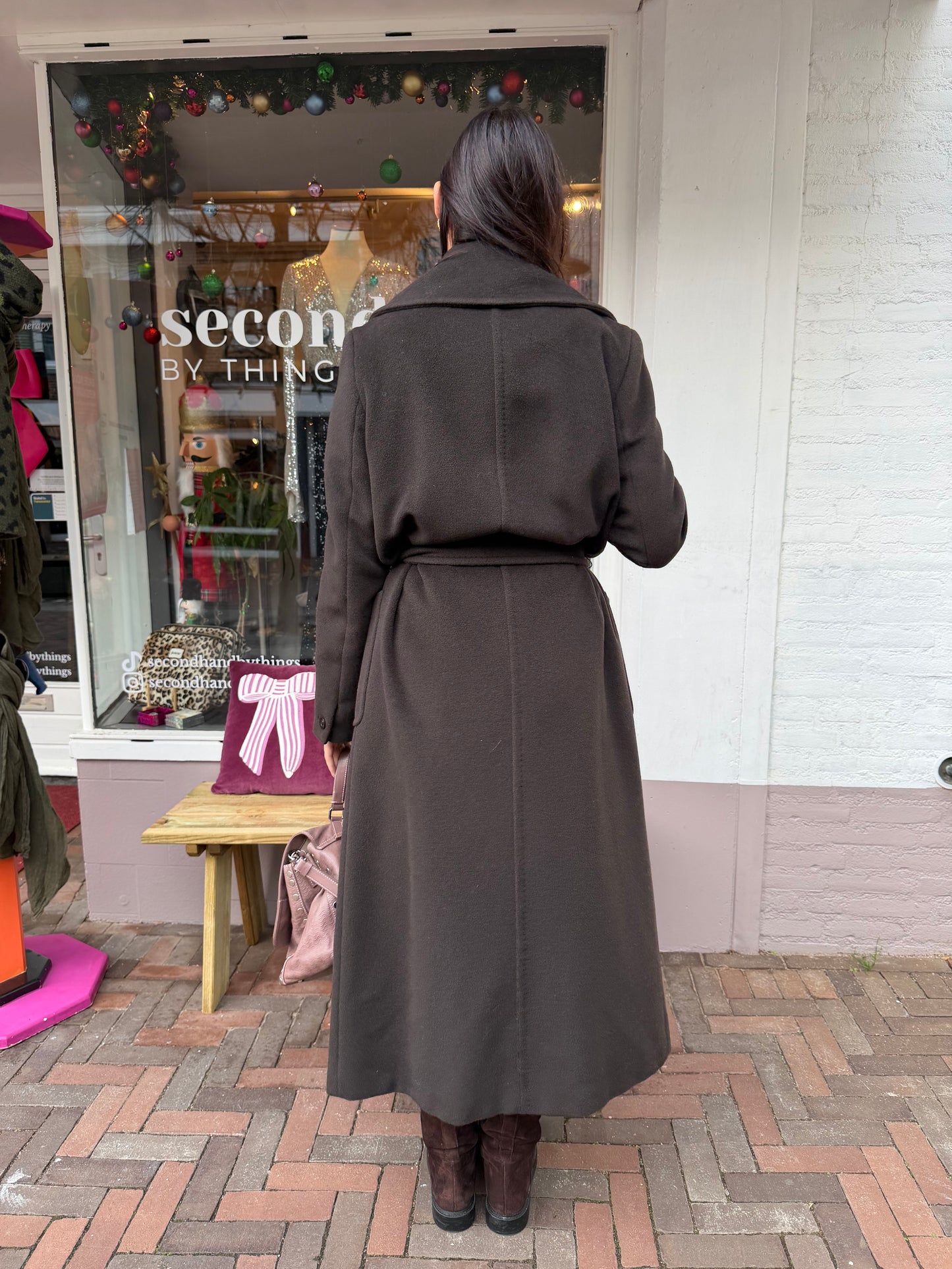 254-56 MaxMara coat donkerbruin maat 44