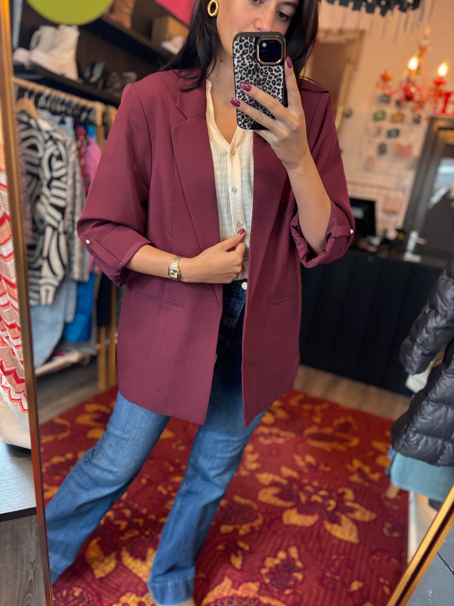 260-138 Only burgundy blazer maat XL