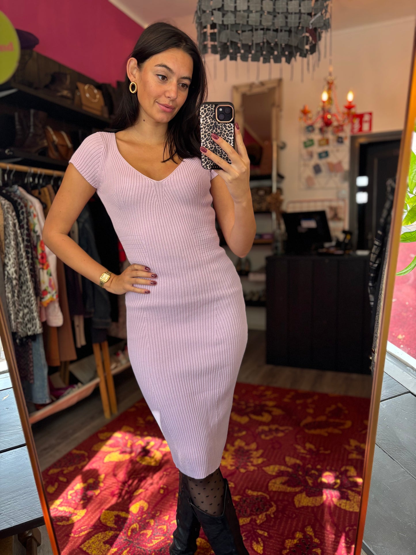 475-1 Guess lila jurk maat S