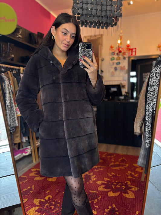 250-22 PetiteM jas imitatiebont antraciet maat 36