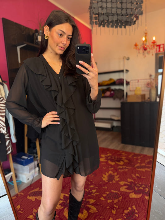 411-206 Italy zwarte jurk maat 40