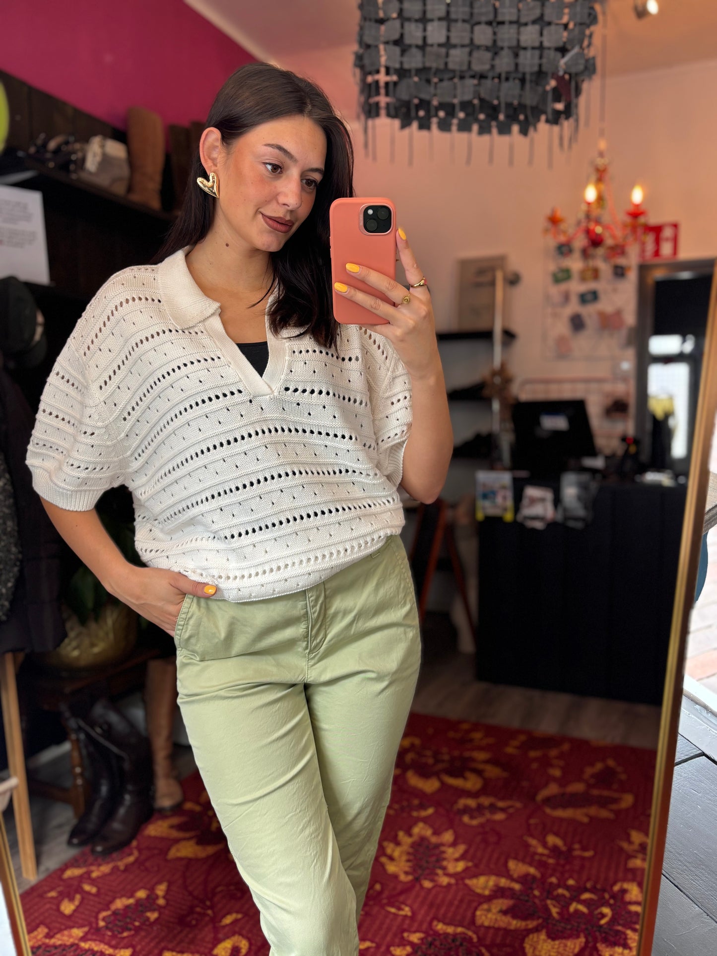 452-77 Kaffe trui gehaakt maat XXL