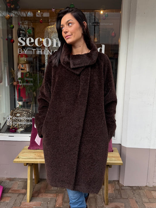 254-82 Max Mara Studio Alpaca Wool Blend Coat maat 42