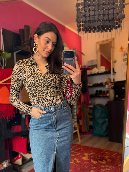 284-181 H&M top leopard maat S