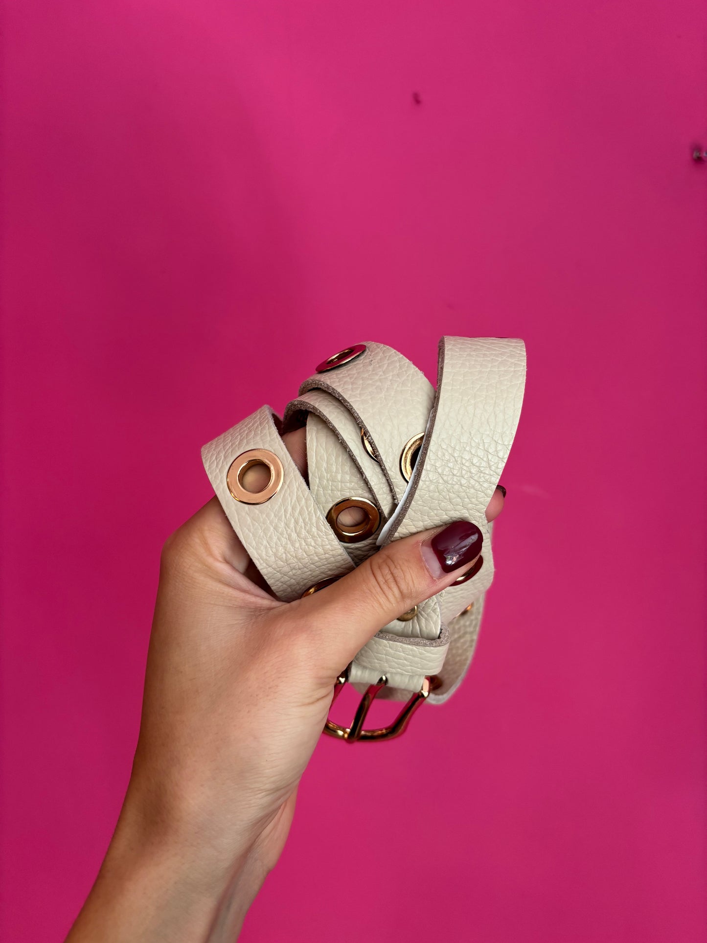 407-31 Leren riem beige one size