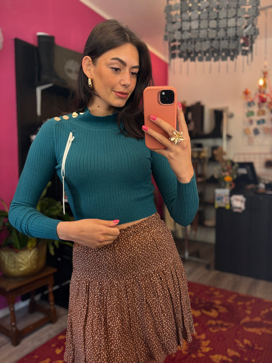 83-221 Lamiar petrol cropped top maat S