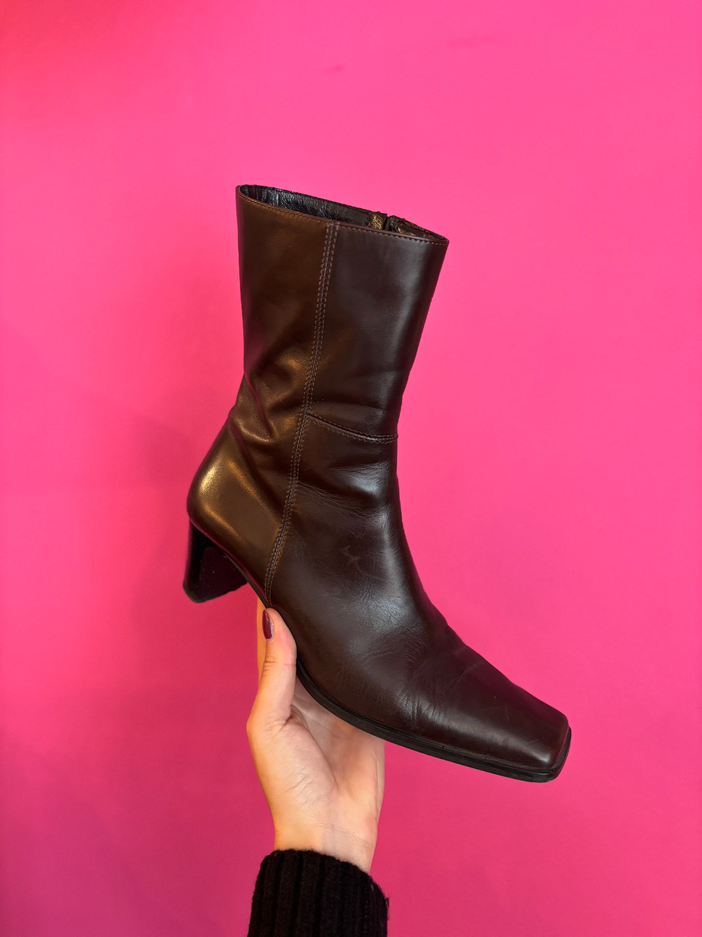 400-135 Leren laarzen donkerbruin maat 39.5