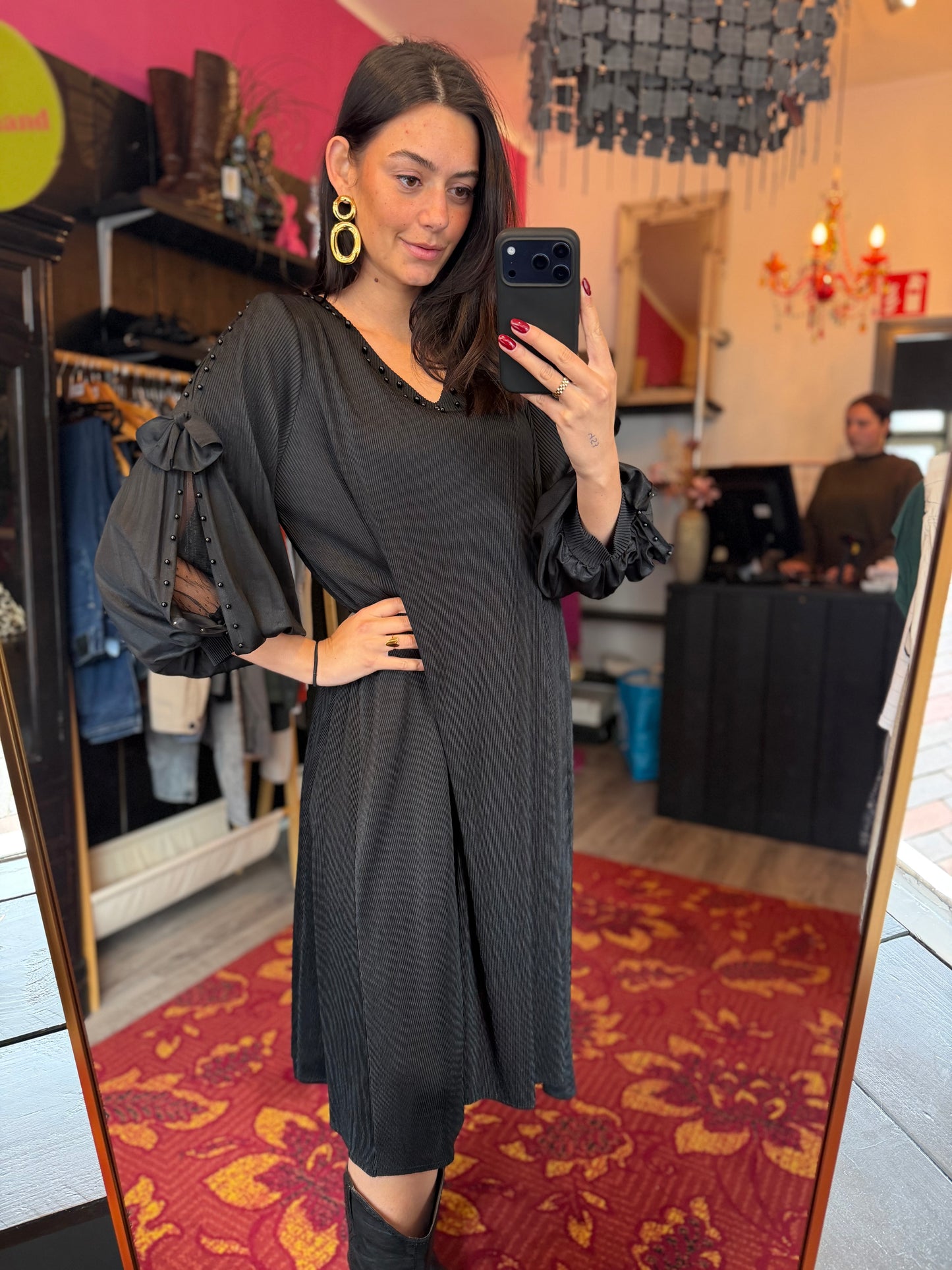 456-10 Zwarte one size jurk