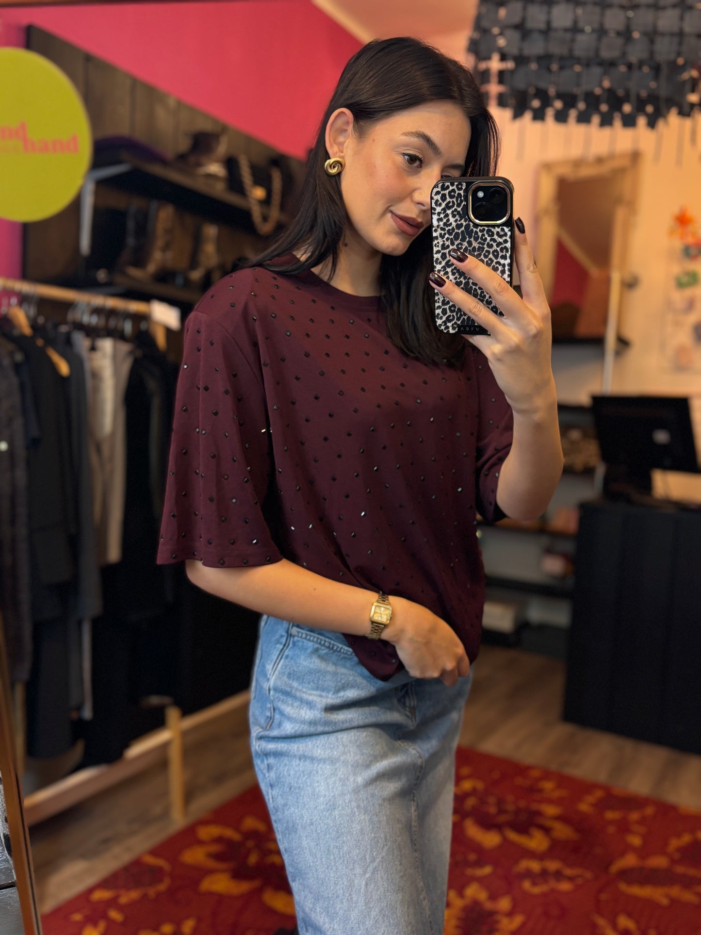 472-7 Loavies burgundy tshirt maat XL