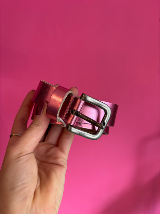 Joss belt pink real leather