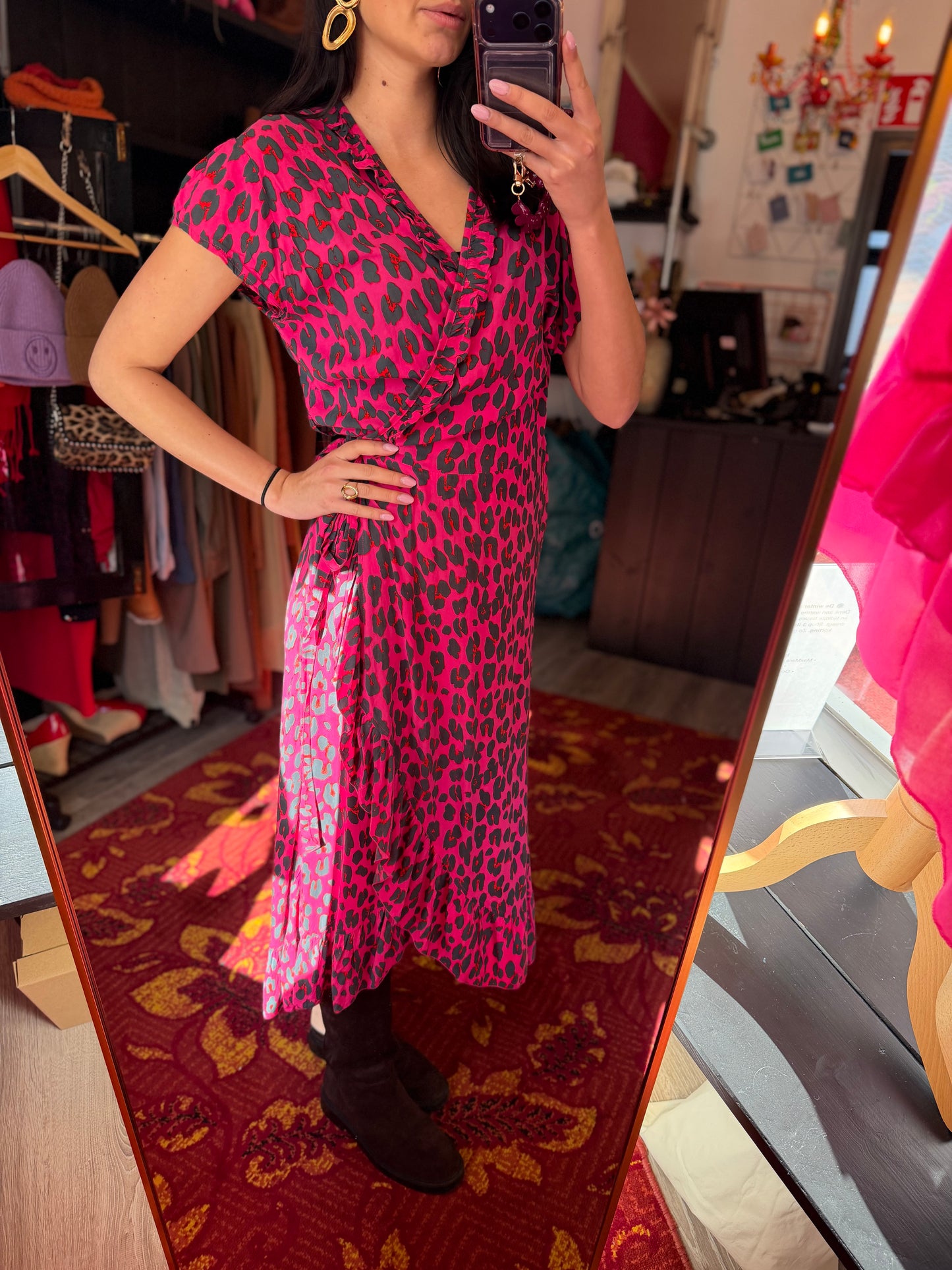 506-10 Panterprint jurk maat M/L