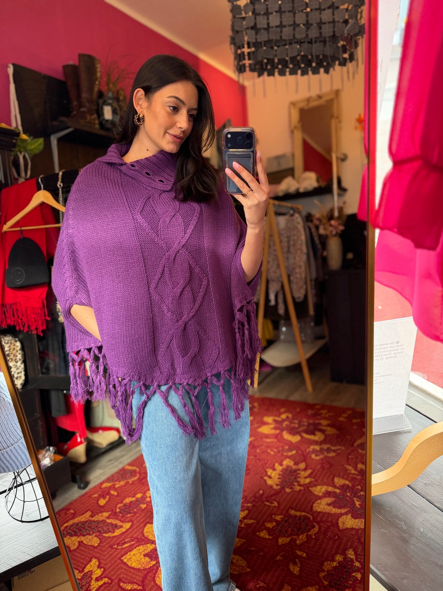 494-11 Poncho handgemaakt paars TU