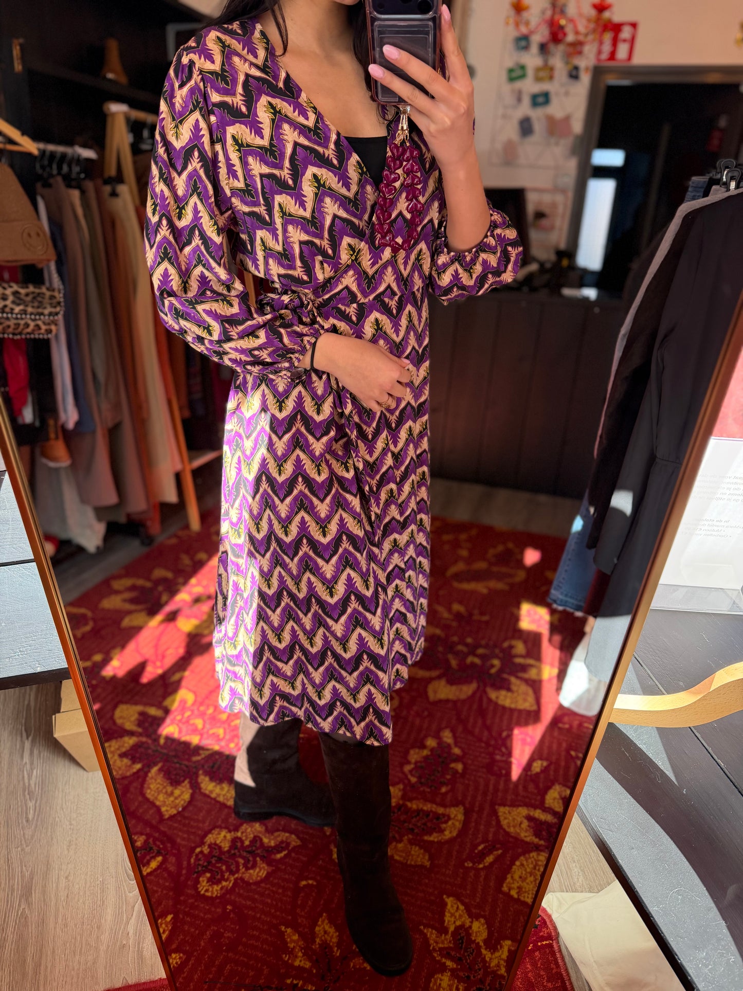 506-7 Paarse jurk print maat M/L