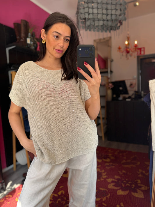 254-114 Glitter trui gehaakt maat 44