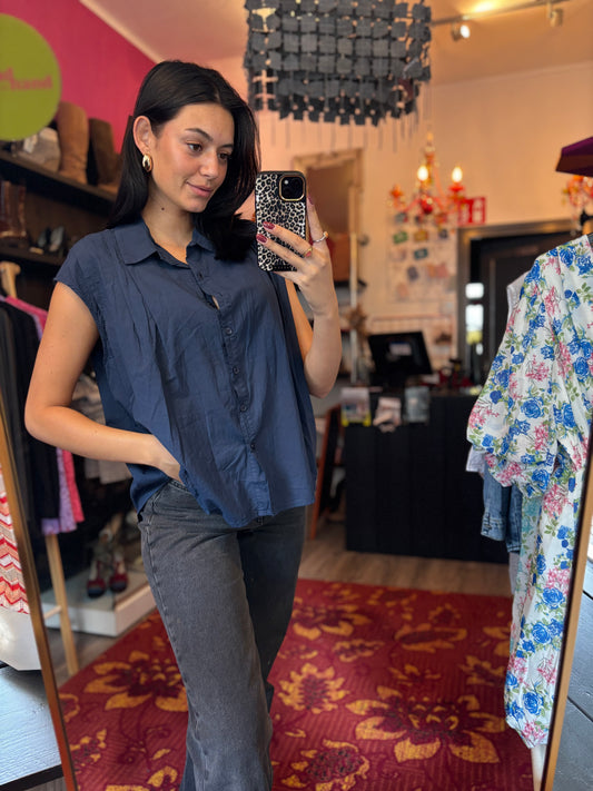 459-1 Fly out blouse blauw XL t/m 4XL