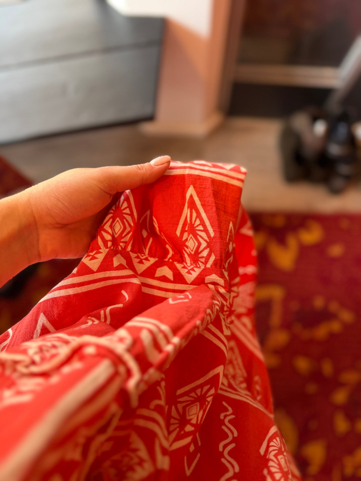 506-16 Rood witte jurk maat 40