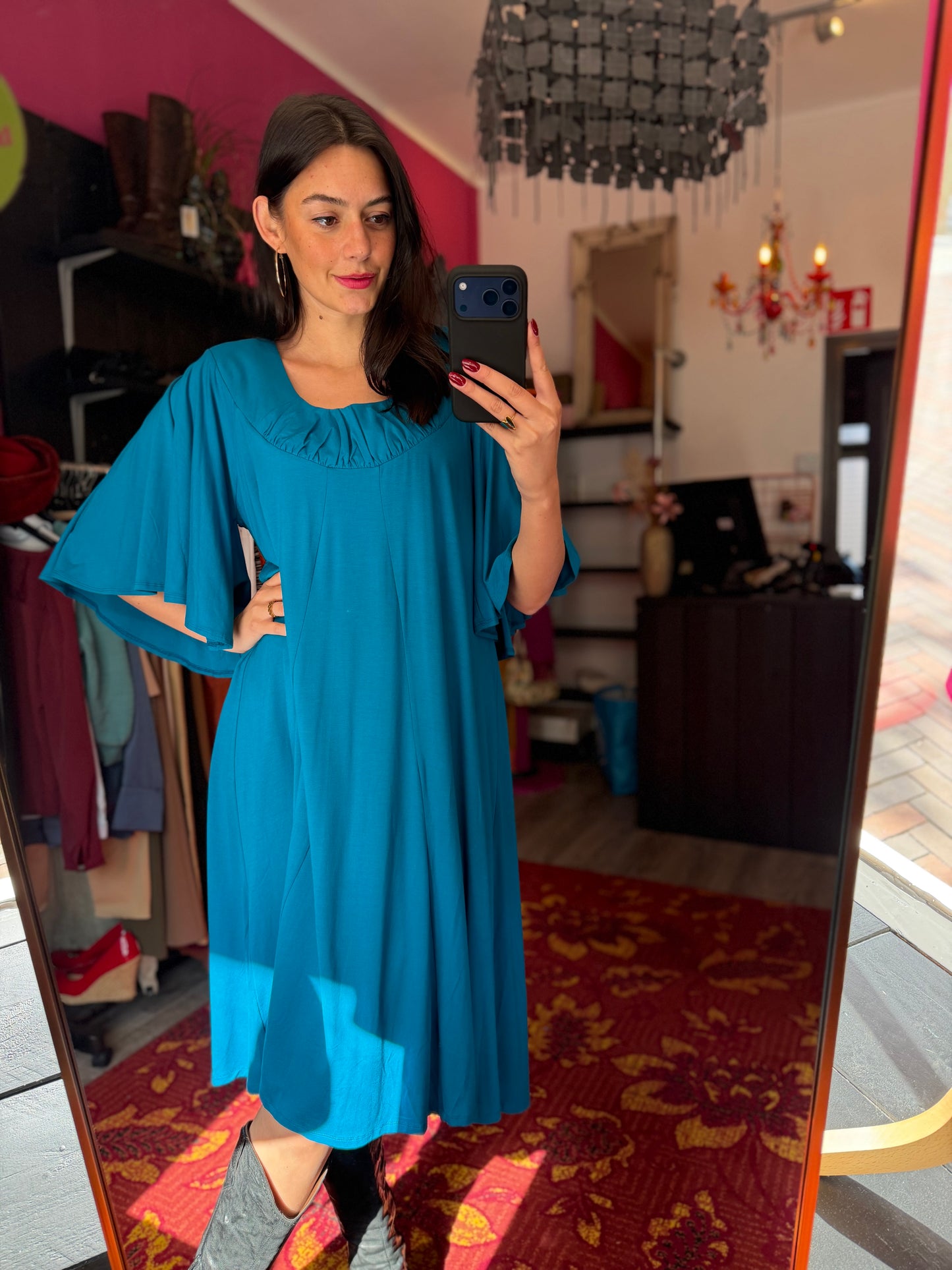 506-3 Heart jurk blauw maat M/L