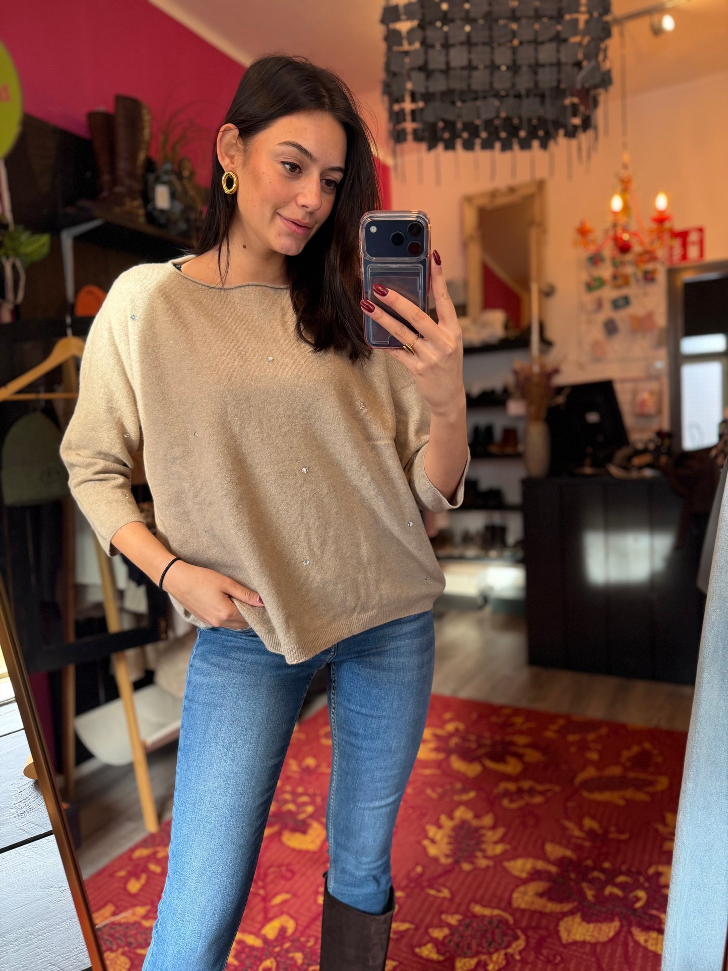 254-106 Trui taupe glitter maat 42