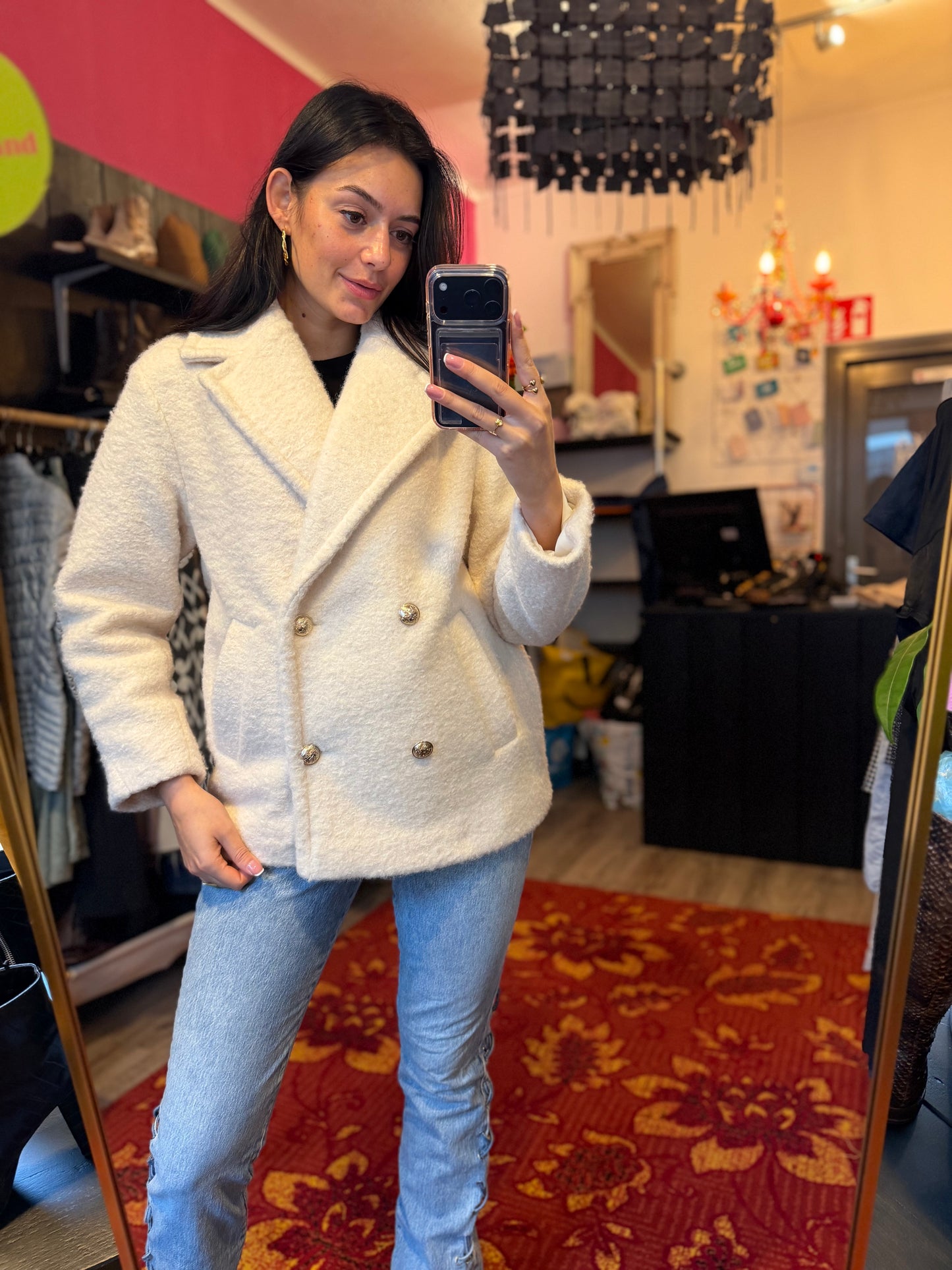 284-156 Zara creme jas maat XS