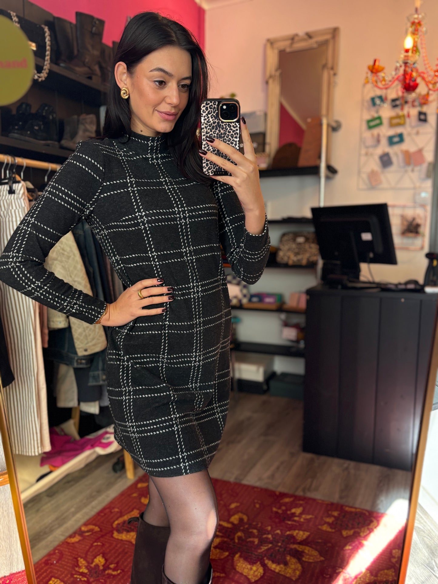 478-23 Esprit jurk geruit maat S