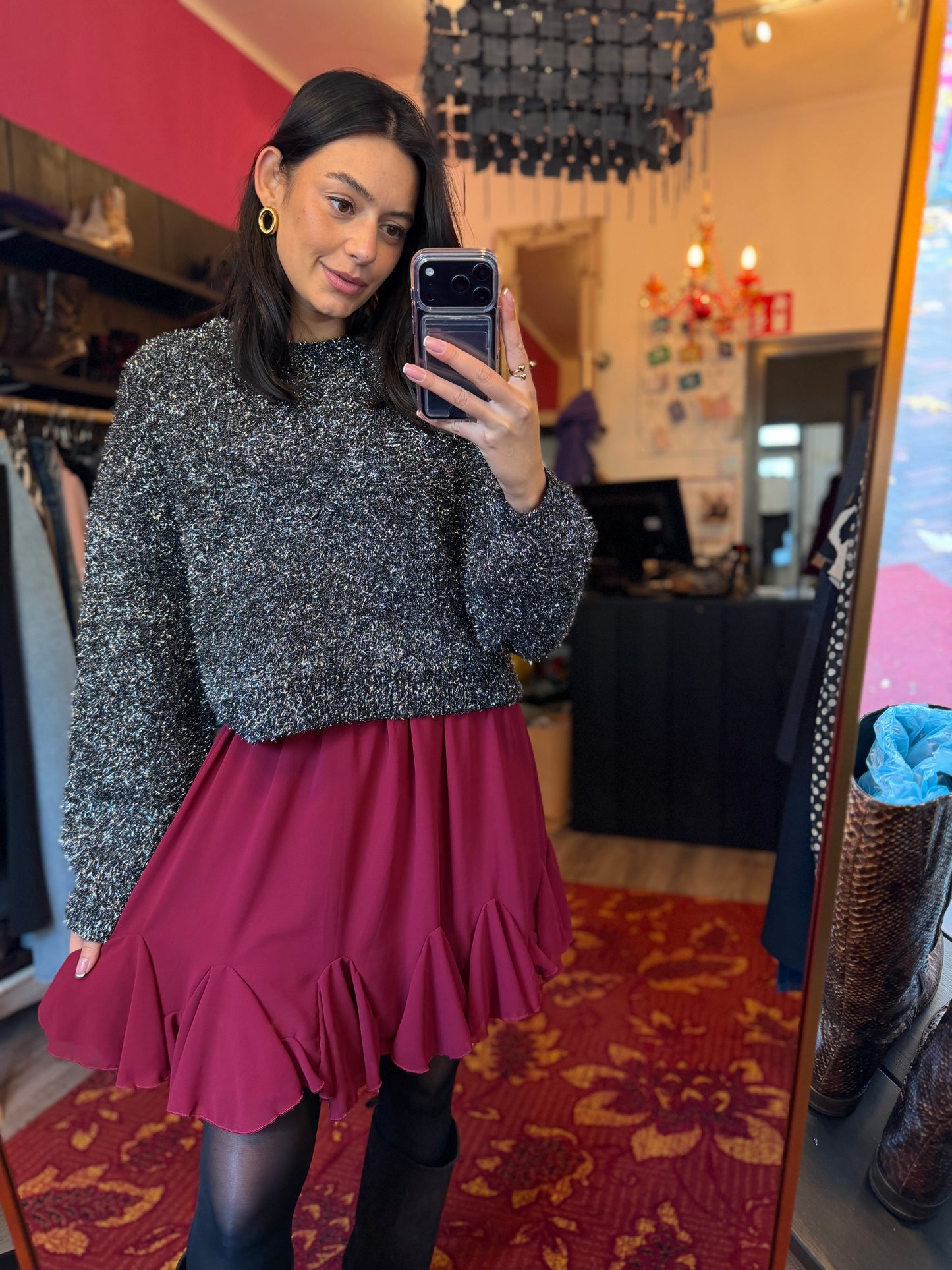 459-5 Burgundy rokje maat XL t/m 4XL